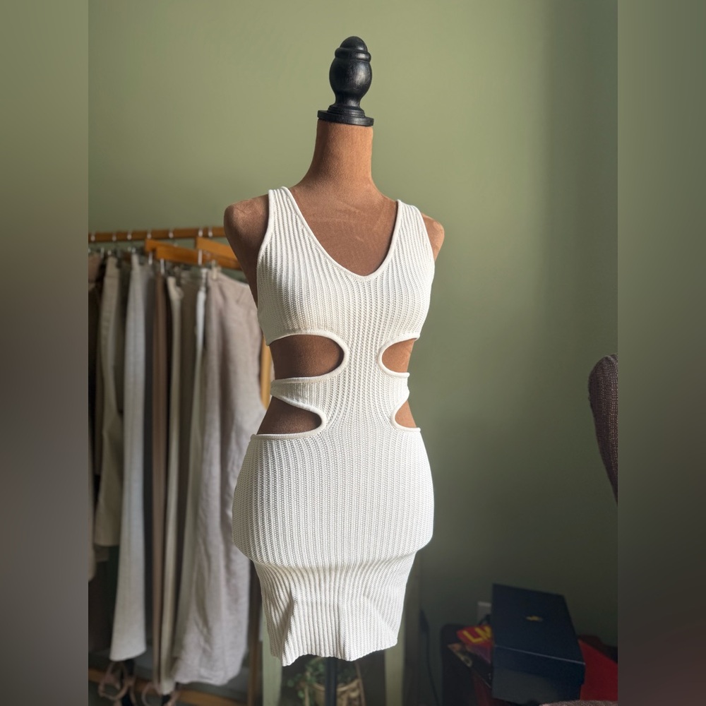 Garage Ivory Knit Dress with Lace Overlay